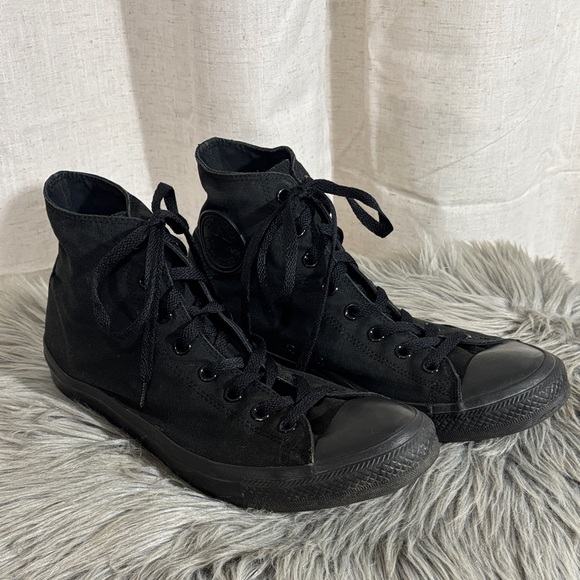 Converse All Black Canvas High-Top Sneakers - Picture 1 of 8